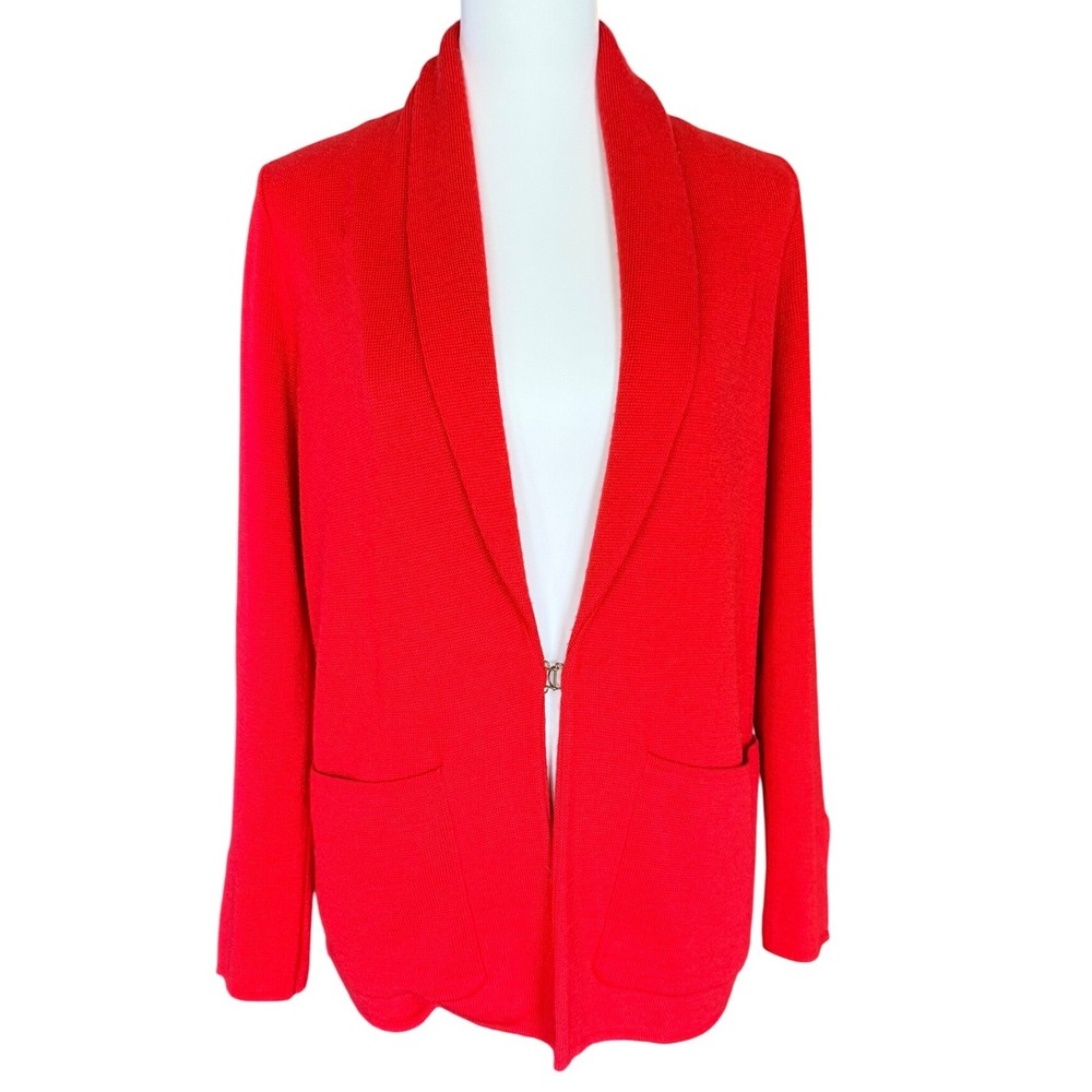 Anthropologie HWR Owen Red Wool Blend Blazer Cardigan Shawl Collar XS pockets